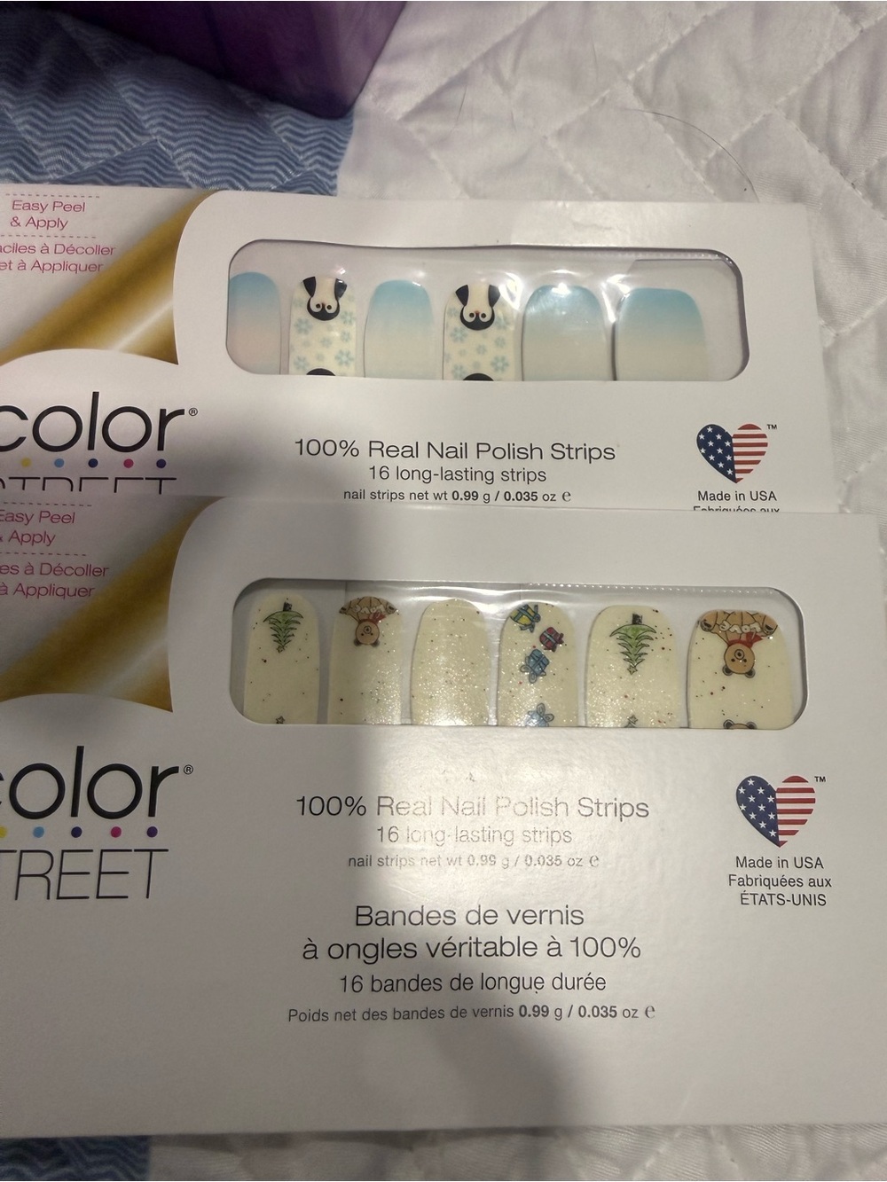 Color Street Nail Strips - Cream & Light Blue with Animal Accents